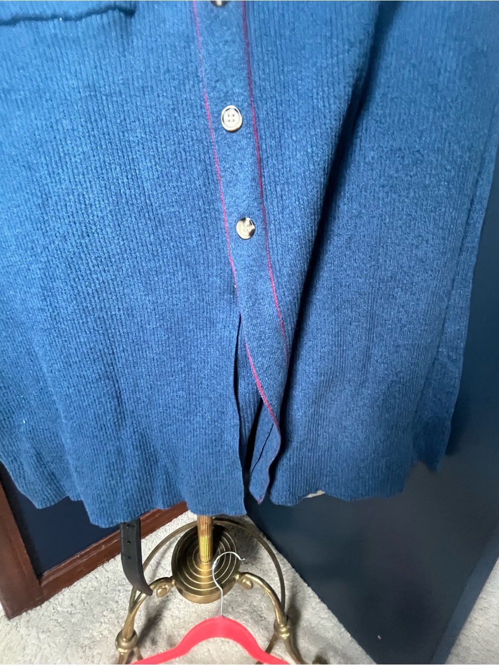 ModCloth Blue Button-Front Knit Skirt with Red Trim-size 2x-NWT - Picture 2 of 9